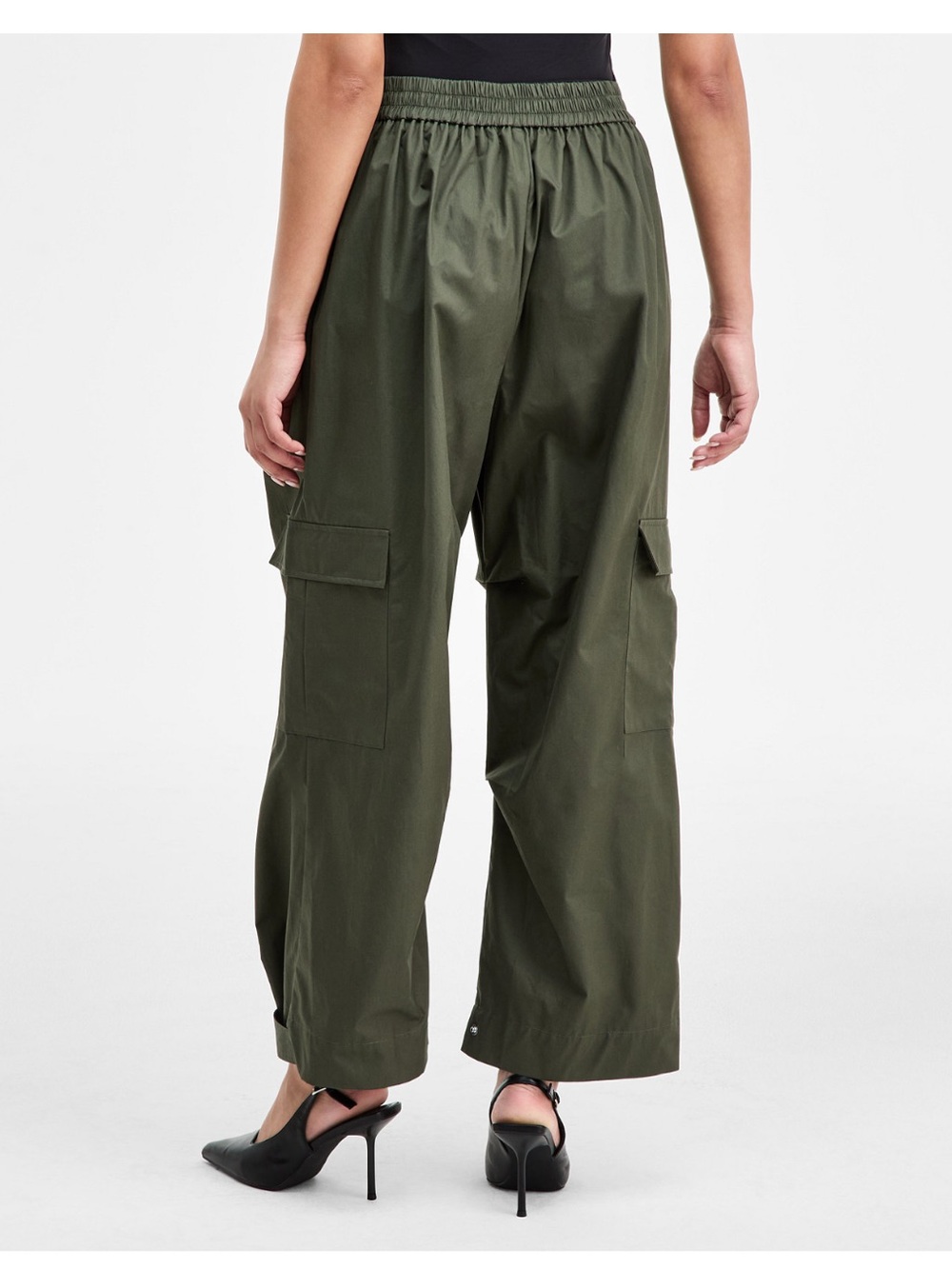 Olive Green Wide-Leg Cargo Pants - Picture 3 of 4